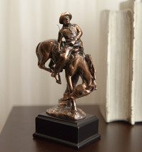 Ebros Rustic Western Rodeo Cowboy W/ Bucking Horse Bronze Electroplated Figurine - £29.53 GBP