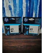 HP 65 Black Ink Cartridge &amp; HP 65 Tri-Color Ink NEW GENUINE Bundle EXP 9... - £23.12 GBP