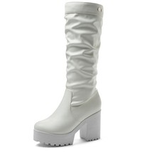 Autumn Winter shoes Platform Thigh High Boots pu Leather boots ladies thick high - £62.14 GBP