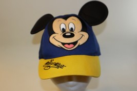 Walt Disney World Youth Childrens Mickey Mouse Ears Baseball Cap Hat Blue/Yellow - £7.00 GBP