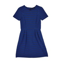 Madewell Gallerist Blue &amp; Black Stripe Ponte Dress Sz 2, Stretch Pleated... - £18.13 GBP