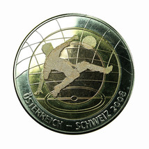 Football Medal Euro 2008 Austria Switzerland 40mm Silver &amp; Gold Plated 0... - £21.52 GBP