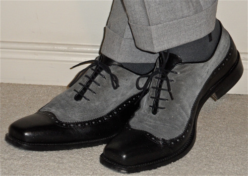 Made To Order Men Gray Suede Black Genuine leather Oxford Two Tone Laceup Shoes