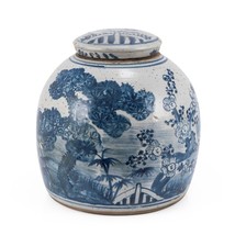 Blue &amp; White Vintage Ming Jar Pine Motif - Large - £189.20 GBP