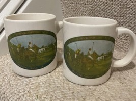 Pair Of Vintage 1978 Ralph Lauren Polo Coffee Mugs White Polo Horses - £11.60 GBP