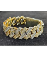 17ct Moissanite Baguette &amp; Round Diamond Men&#39;s Bracelet 14k Gold Plated - £1,422.63 GBP