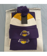 Lakers Los Angeles Basketball Beanie And Scarf Set 2 Pieces MSRP $50 LeBron - £26.11 GBP