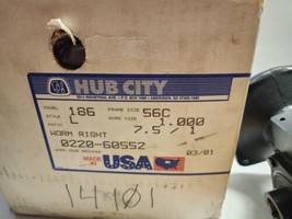 Hub City Model 186 Gear Box 7.5:1 Ratio Style 1&quot; Bore 56C Worm Right 022... - $199.99