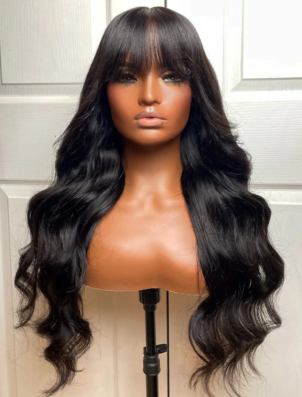 Body Wave Wigs With Bangs Fringe Wig Human Hair 12A Brazilian Full Machine Ma - £56.30 GBP+