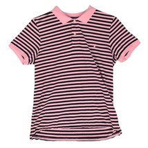 Vtg Y2K RALPH LAUREN SPORT Women&#39;s L Cotton Polo Shirt, Pink Black Stripes - $25.16