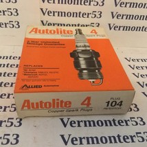 One Box of Four Autolite # 104 Copper Core Resister Spark Plugs  - $13.71