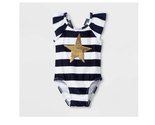 Cat &amp; Jack™ ~ Infant Size 9M ~ Navy &amp; White Striped ~ One Piece Swimsuit - £11.77 GBP
