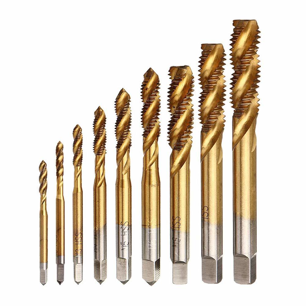 9Pc Titanium Combination Drill Tap Bit Set Drill Tap Bits Screw Tapping ... - $35.98