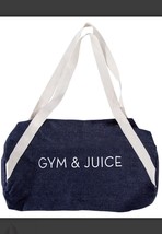 Private Party Gym &amp; Juice Denim Cotton Workout Barrel Bag 20* 9 $59 FabF... - £6.27 GBP