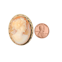 Vintage 18k Gold Hand carved Cameo Pin Pendant Frame - £439.64 GBP