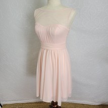 David&#39;s Bridal Womens Dress Size 4 Pink Bridesmaid Sleeveless Midi Lace Wedding - $27.81