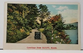 MA Greetings From Egypt Massachusetts Old Car Country Road Lake Postcard H5 - $4.75