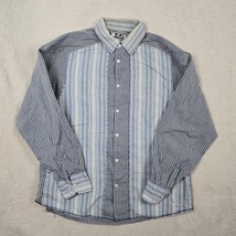 FIZZ Striped Button Down Shirt Mens XXL Blue Gray Contrast Casual Grunge... - £15.57 GBP