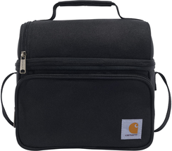 Lunch Cooler Bag Dual Compartment Thermal Insulated Black Tote Box School Office - £36.78 GBP