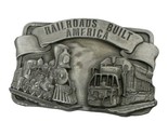 Vintage 1984 “RAILROADS BUILT AMERICA” Solid Pewter Belt Buckle By Siski... - $24.31