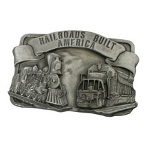 Vintage 1984 “RAILROADS BUILT AMERICA” Solid Pewter Belt Buckle By Siski... - £19.40 GBP