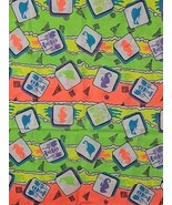 Vintage Neon Beach Themed 1980&#39;s 100% Cotton Fabric 1.8 yards 44 x 67&quot; - $911.58 MXN