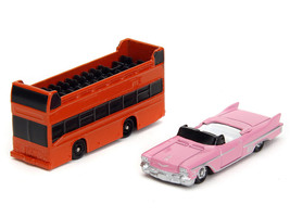 Hollywood 100 Walk of Fame Diorama w Pink Convertible Double-Decker Bus ... - £37.62 GBP