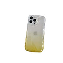 Anymob iPhone Yellow Gradient Clear Curly Wave Phone Case Shockproof Transparent - £19.50 GBP