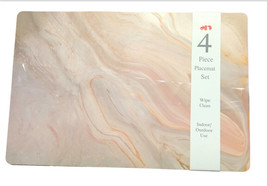 Marble Look Placemats Set of 4 Vinyl Indoor Outdoor Foam Back 18x13 Popu... - £28.27 GBP
