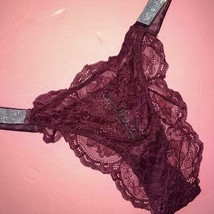 Nwt Victoria&#39;s Secret M,L Panty Pink Kir Burgundy Lace Shine Strap Very Sexy - £23.73 GBP