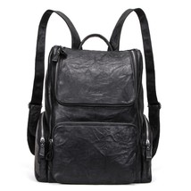 Wrinkle Grabbing Genuine Leather Practical 13.3-Inch Computer Men&#39;s Backpack Wit - £150.33 GBP