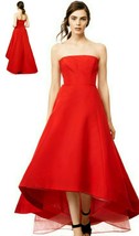 $3,500 MONIQUE LHUILLIER BEAUTIFUL RED SILK HI LOW RUNW DRESS GOWN 6 OR 10 - $298.50