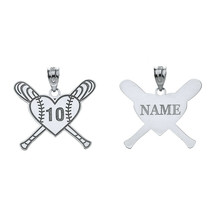 Personalized Engrave Name Number Heart Crossed Baseball Bat Pendant Necklace - £42.86 GBP+