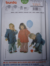 Burda  Toddler Coat &amp; Pants Size 9M-3 #9733 - $5.99