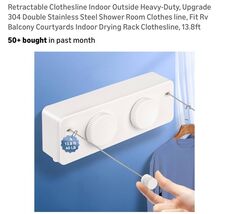 Retractable Clothesline Indoor Outside Heavy-Duty Upgrade 304 Double Sta... - $34.53