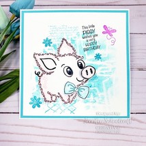 Woodware Clear Stamp 4&quot;X6&quot;-Singles Fuzzie Friends Pablo The Pig - £8.29 GBP