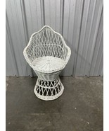 Vintage Rattan Wicker Chair White Barrel 31&quot; Total Heighth - $90.35