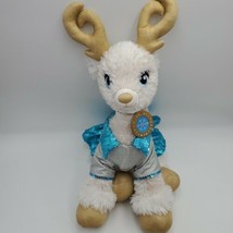 Build A Bear Glisten Reindeer Plush  White gold Glitter Blue  Stuffed BAB Toy - £18.22 GBP