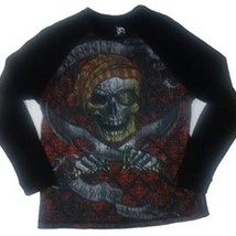 Skully Men Large Thermal Long Sleeve Evil Pirate Shirt NEW - $18.27