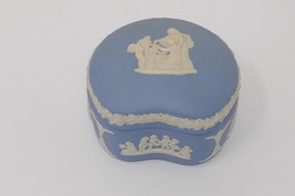 Wedgwood Blue Jasperware Cupid As Oracle Kidney Bean Trinket Box & Lid - £16.07 GBP