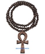 Ankh Egyptian Cross Power Of Life Pendant Necklace 35 Inch Long Beaded C... - $15.99