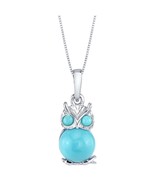 Sterling Silver Mini Owl Synthetic Turquoise Necklace - €72,92 EUR