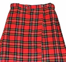 Vintage Sears Roebuck At Home Wear Womens Sz L Lg Red Plaid Wrap Maxi Skirt 70s - £45.03 GBP