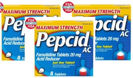 Pepcid AC Maximum Strength for Heartburn Prevention &amp; Relief, 8 tabs Pack 3 - £16.34 GBP