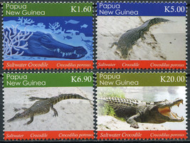 Papua New Guinea 2020. Saltwater crocodile (MNH OG) Set of 4 stamps - $22.90
