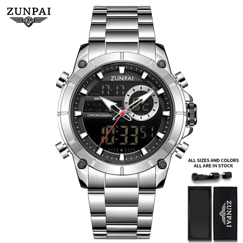 ZUNPAI Original Men&#39;s Watch Top Brand Luxury Leather Sports Watch Gold B... - £56.85 GBP