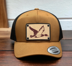 Duck Hunter Collection Wood Leather Patch Trucker Hat Patriotic Headwear - £17.97 GBP