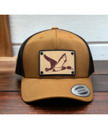 Duck Hunter Collection Wood Leather Patch Trucker Hat Patriotic Headwear - £17.69 GBP