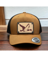 Duck Hunter Collection Wood Leather Patch Trucker Hat Patriotic Headwear - $38.02 CAD