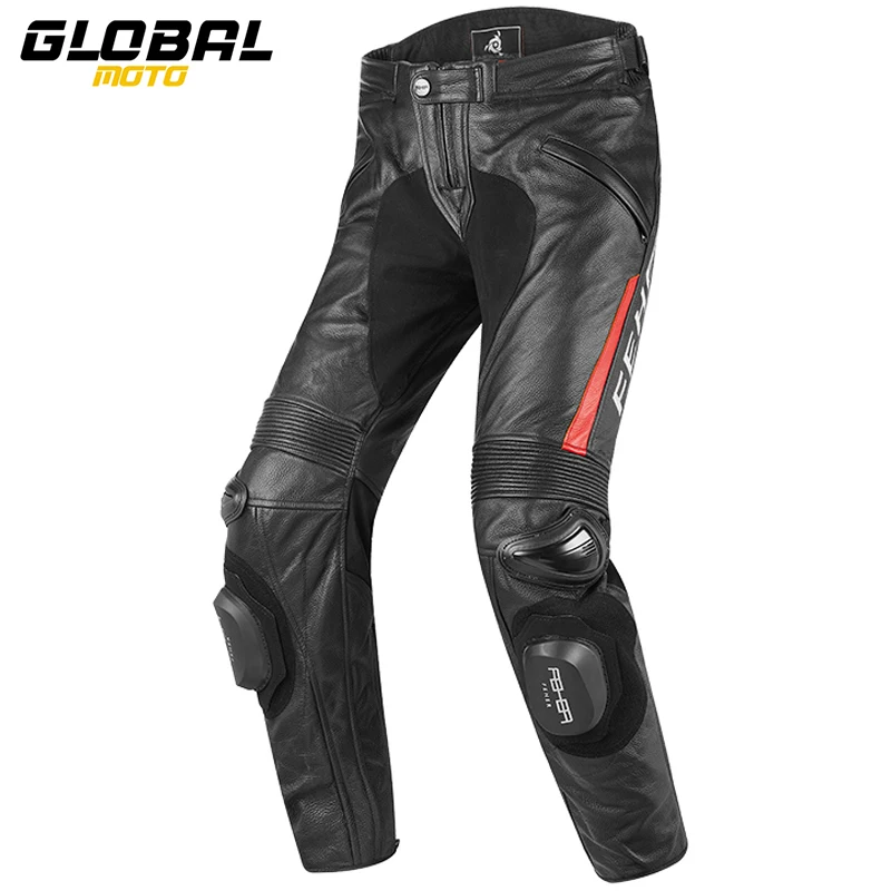 Cowhide Anti Fall Motorcycle Pants Summer Breathable Leather Motocross - £279.14 GBP